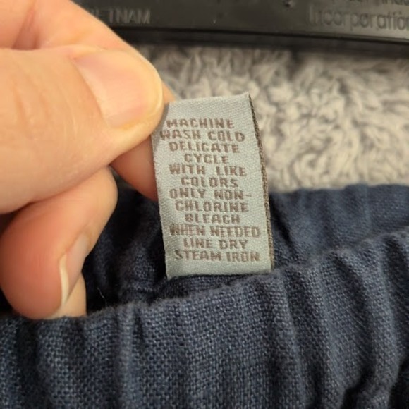 Valerie Stevens Linen Pants Women's 1X Blue Elastic Waist Lightweight Casual - Picture 5 of 12